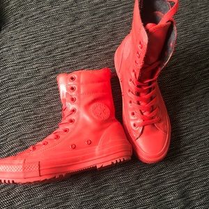Red Converse high tops